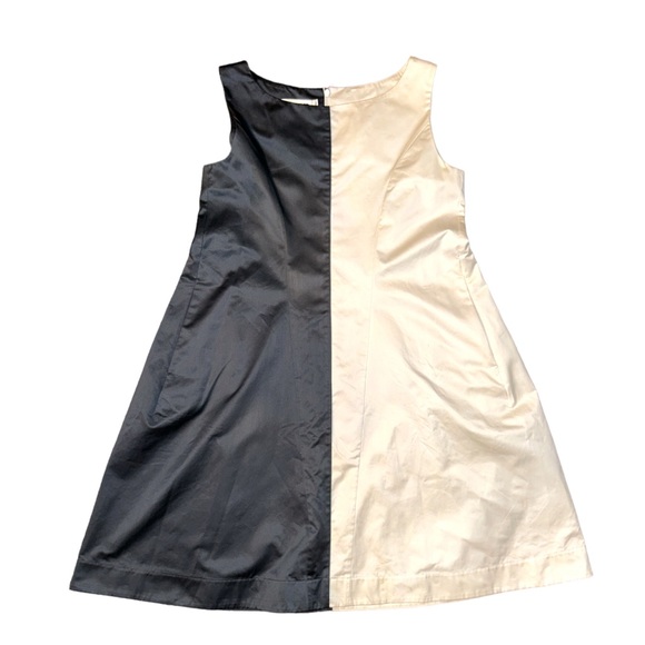 Jil Sander Black & White Panel Sleeveless A-Line Dress – Italian Cotton, Size 36 - Picture 3 of 10